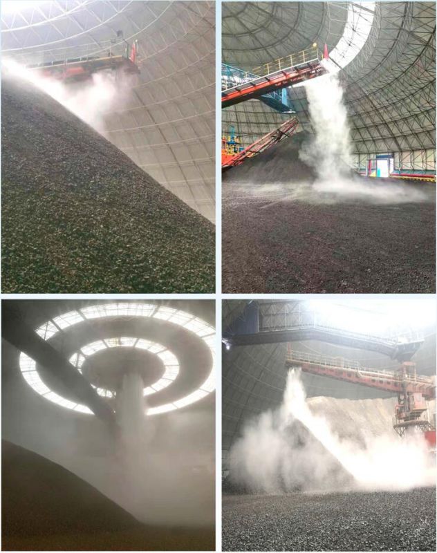 河南孟電水泥有限公司棚內干霧抑塵效果